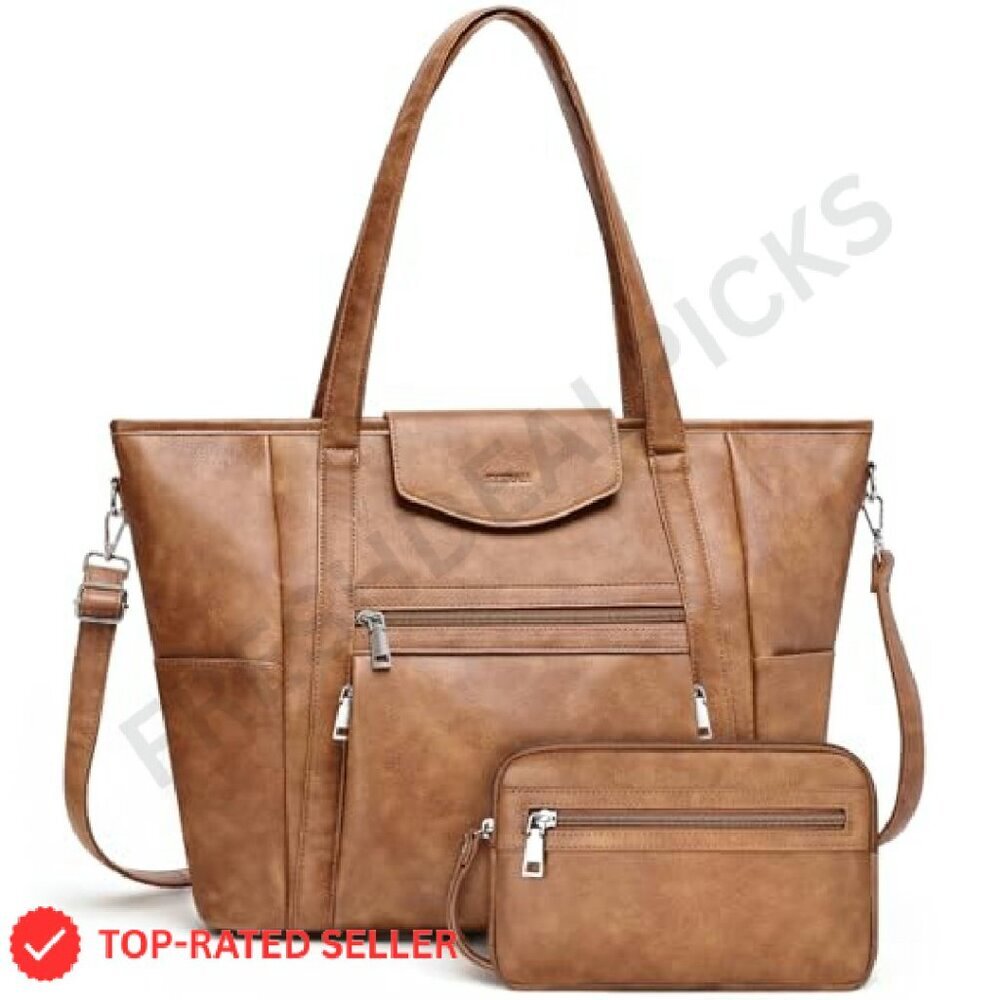 Convertible Leather Laptop Bag Elegant Retro Chic Work Travel Tote Backpack - Picture 2 of 8